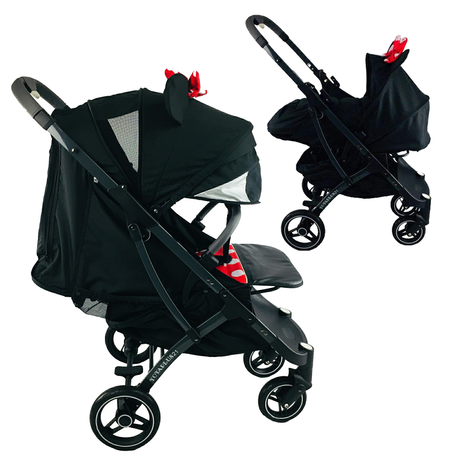 

Коляска Yoya Plus Pro-21 2в1 на молнии с Большим дождевиком Минни с люлькой минни