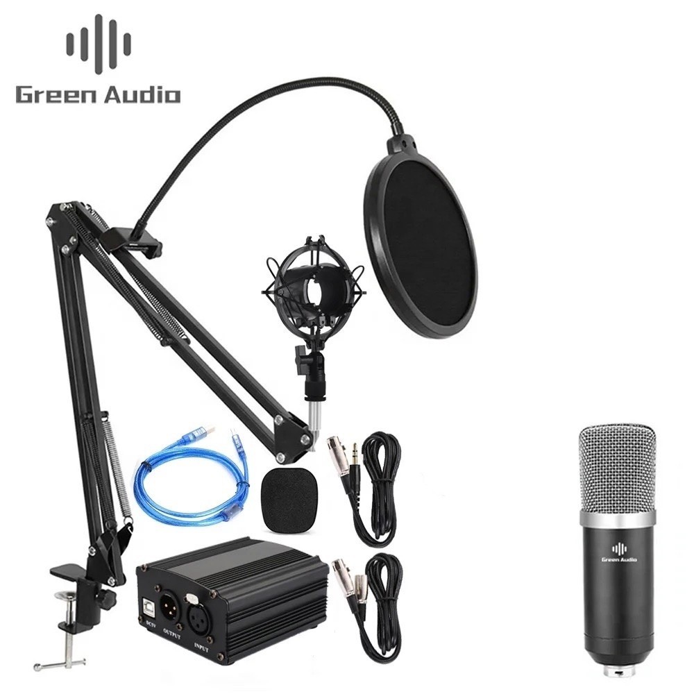 Студийный микрофон Green Audio. BM-800 с фантомным питанием 48V стойкой ...