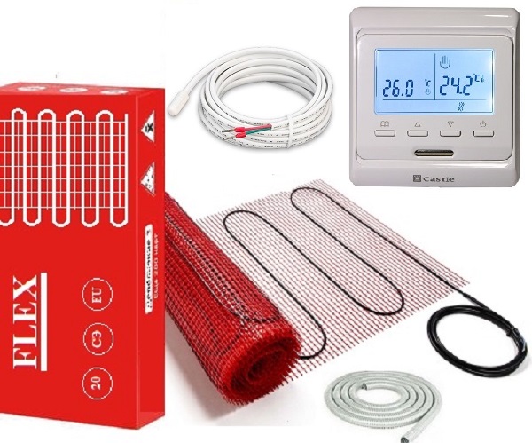 

Теплый пол FLEX EHM двухжильный мат 875 Вт 5 м2 с программируемым терморегулятором в комплекте