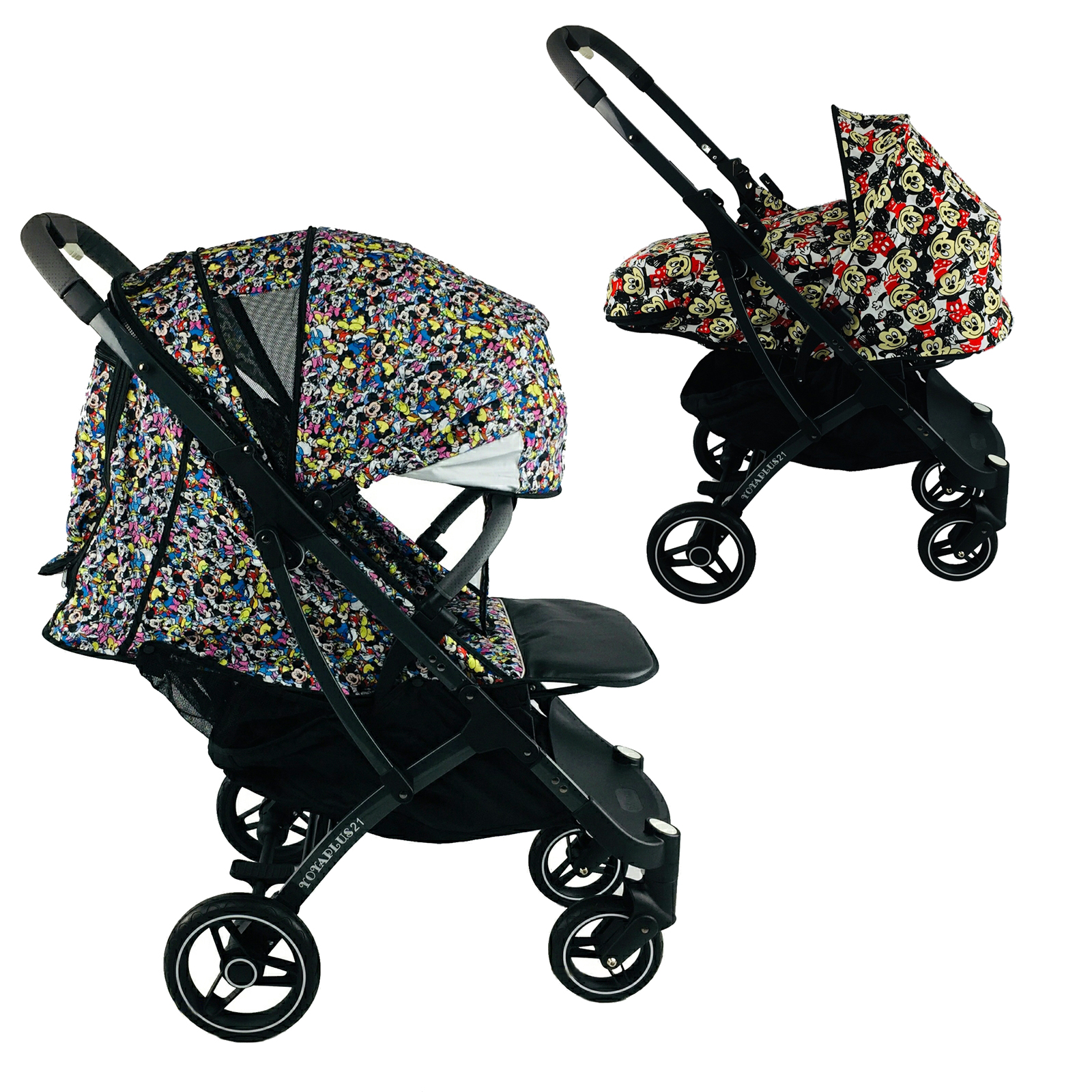 

Коляска Yoya Plus Pro-21 2в1 на молнии с Большим дождевиком и Хипситом Disney mix с люлькой дисней минни