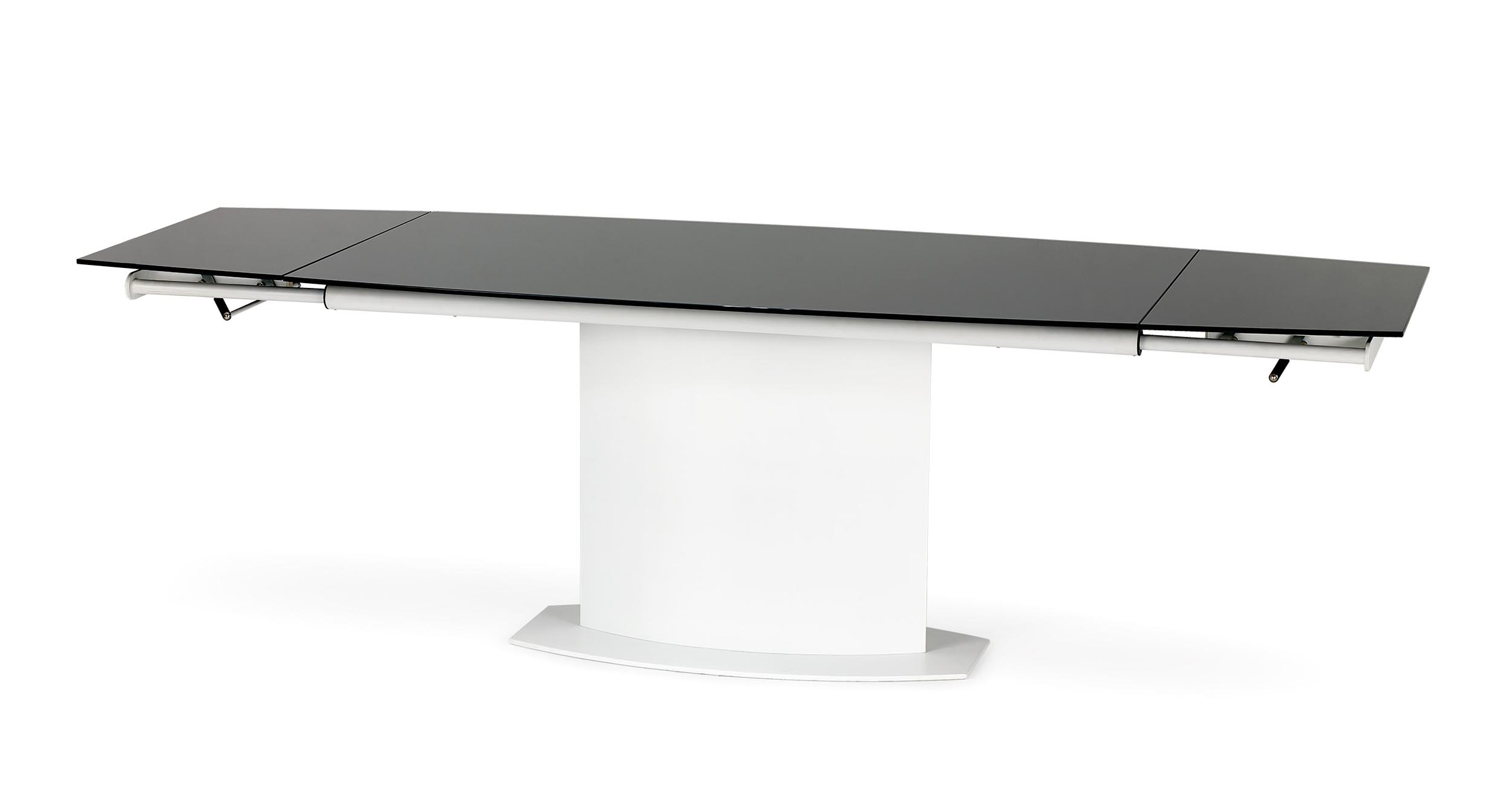 

Стол обеденный раскладной в гостиную, кухню Anderson 160(250)x90 стекло черный/сталь белый Halmar Польша
