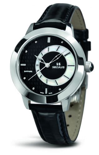 

Женские наручные часы Seculus 1671.2.1063 black mop, ss, black leather