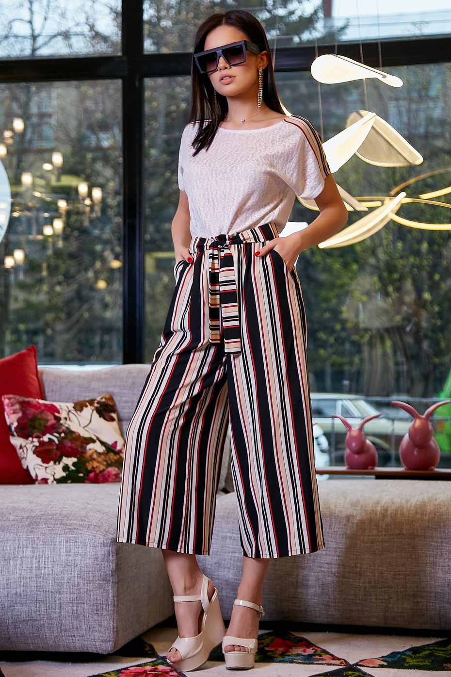 

Женские Seventeen брюки-кюлоты широкого фасона в полоску L-XL (1153.3438)