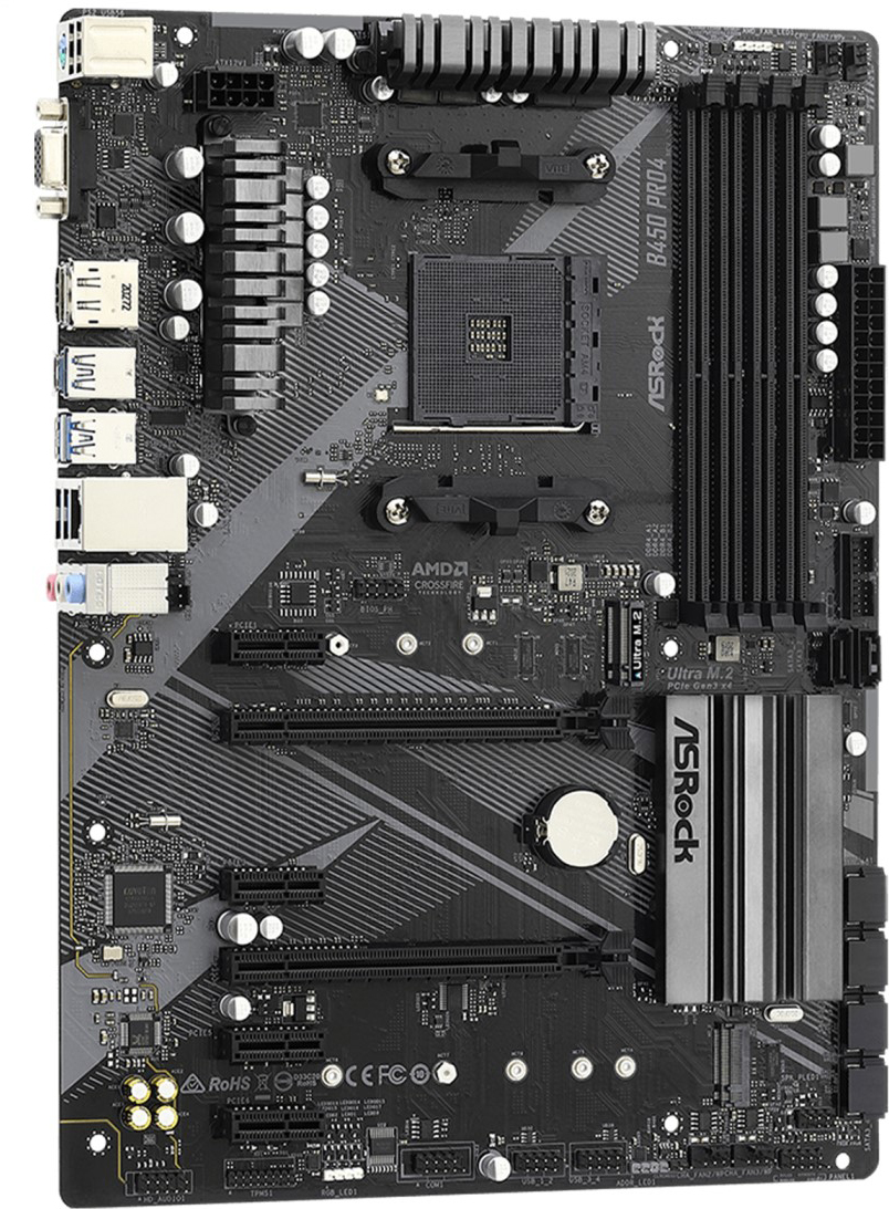 Материнская плата ASRock B450 Pro4 R2.0 (sAM4, AMD B450, PCI-Ex16 ...