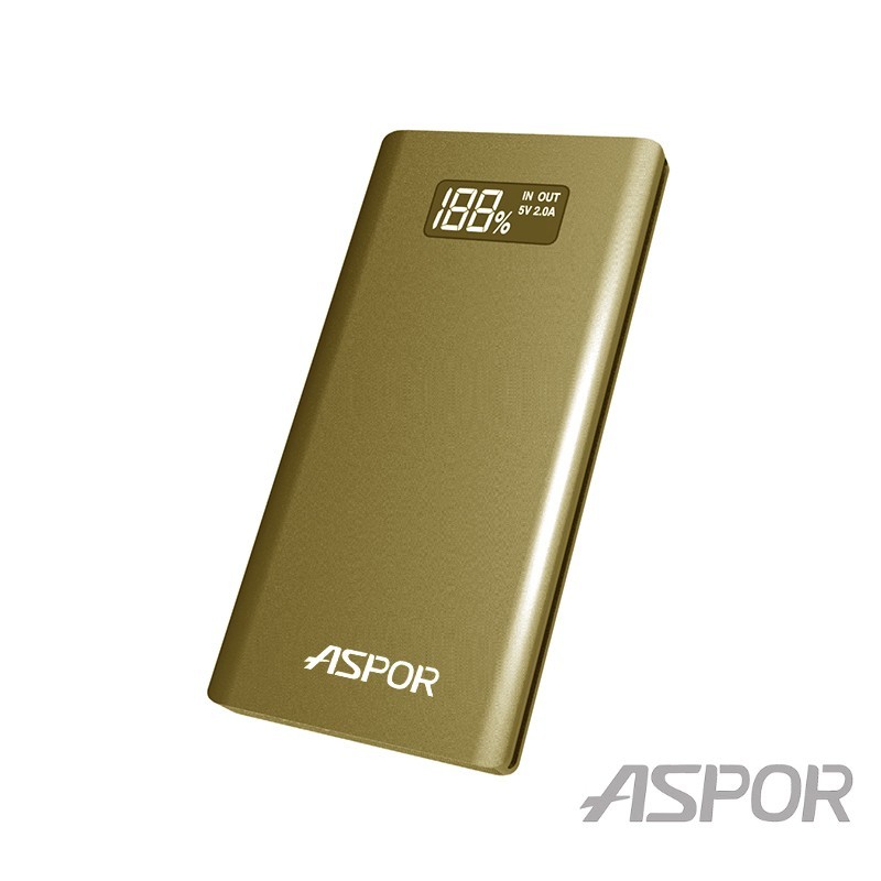 

Power Bank Aspor A387S 10000mAh iQ 2USB/2.4A/2.4А metal Gold