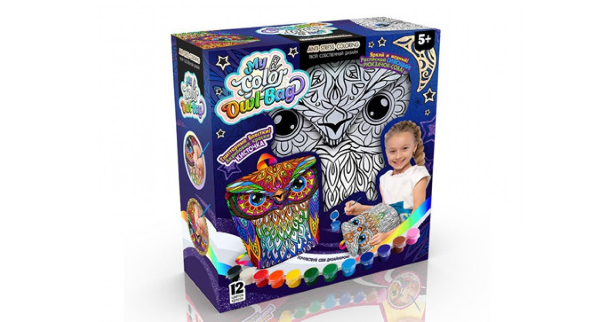 

Раскраска сумка "My color Owl-Bag" Набор для творчества от 6+ 2020г. Danko Toys