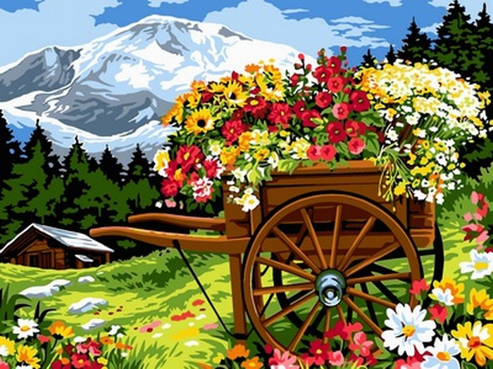 

Картина по номерам Babylon Тележка цветочника 30*40 см (в коробке) арт.VK093