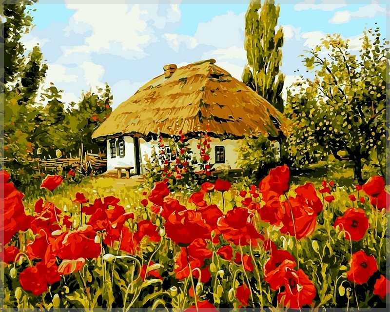 

Картина по номерам Babylon Домик в маках 40*50 см (в коробке) арт.VP355