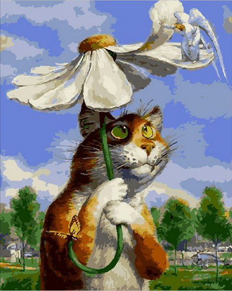 

Картина по номерам Mariposa Кот с ромашкой 40*50 см (в коробке) арт.MR-Q2076