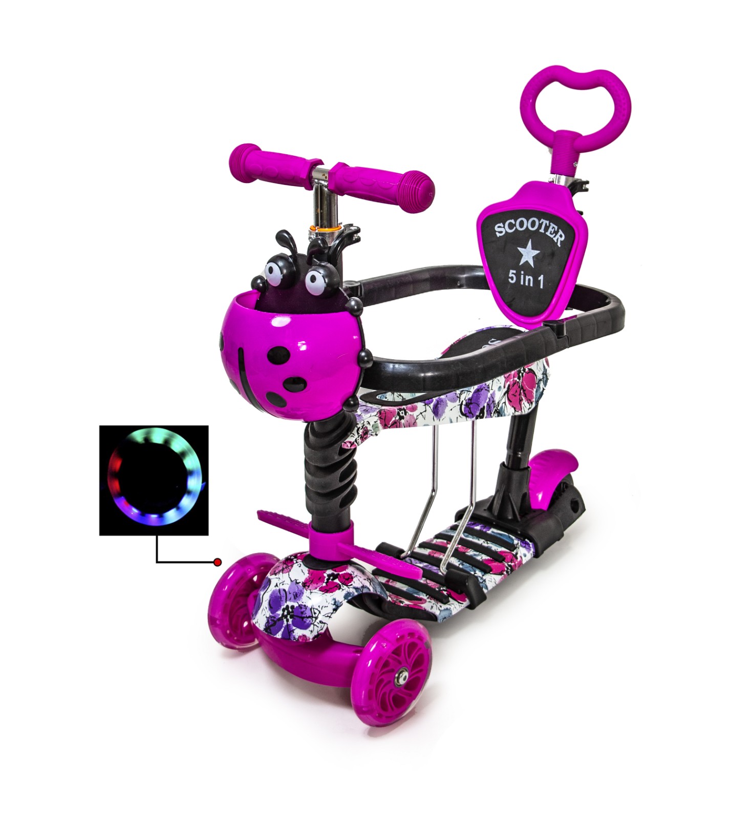 

Самокат Scooter "Божья коровка" 5in1. Poppies (многофункциональный, с бортиком) - 1673138509