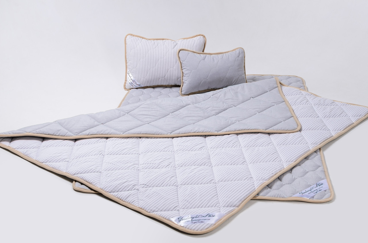 

Спальный комплект Евро из овечьей шерсти мериносов Goodnight.Store антиаллергенный Standart серый