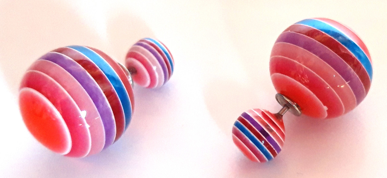 

Серьги-гвоздики (пусеты) Fashion Малиновые в полоску (С-084/3)