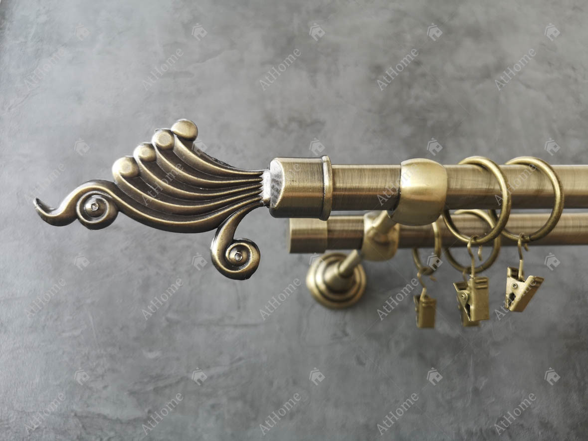 

Карниз Quadrum Завиток 300 см двойной Антик 19/19 мм гладкая (кольца с прищепками)