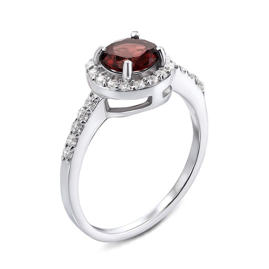 

Серебряное кольцо с гранатом и фианитами 000136467 17 размера