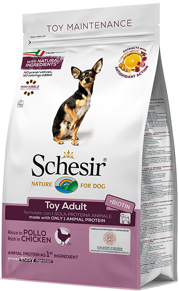 Акция на Сухой монопротеиновый корм Schesir Dog Toy Adult Chicken для взрослых собак мини пород с курицей 2 кг (8005852150141) от Rozetka UA