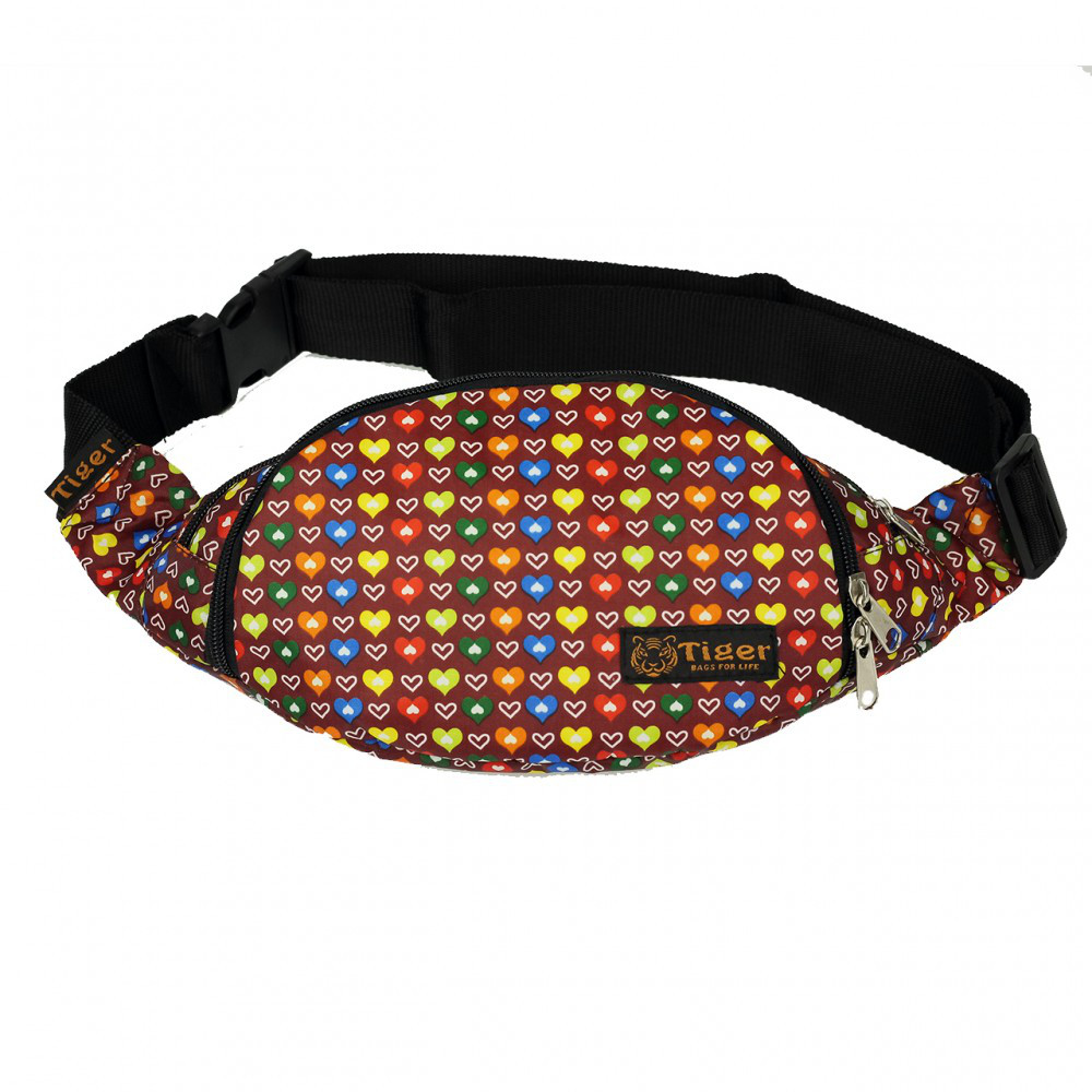 

Сумка на пояс (бананка) Tiger Moon Print Сердечки Коричневые