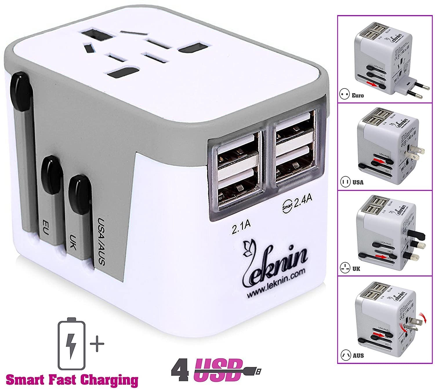 

Универсальная зарядка для путешествия Leknin 4 in 1 Travel Adaptor