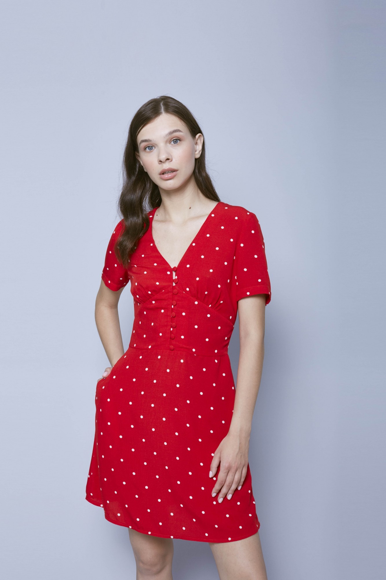 

Платье MUST HAVE S (36) красное в принт (8133)