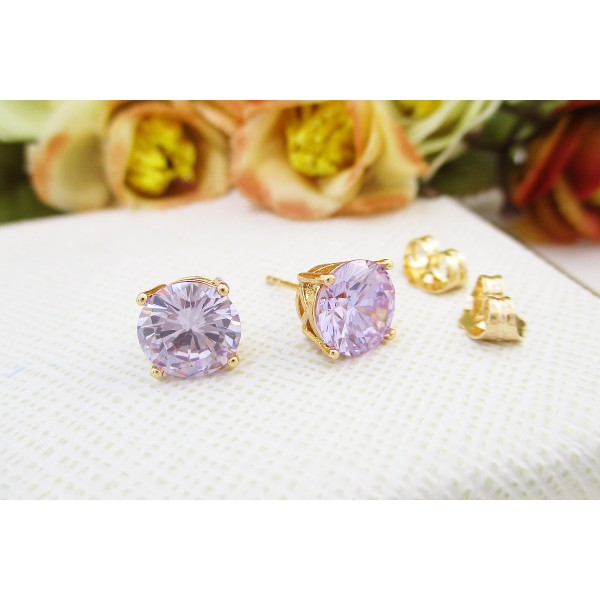 

Серьги Xuping с сиреневыми фианитами позолота 18К 3951000