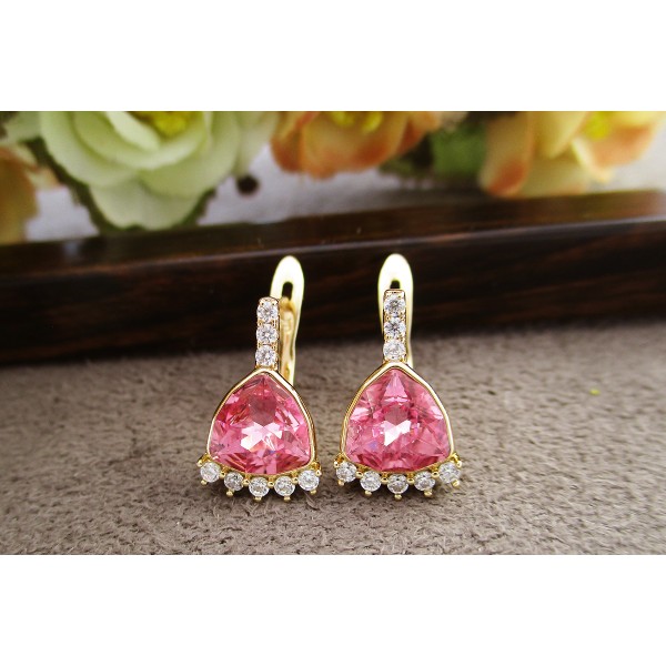 

Серьги Xuping с розовыми кристаллами Swarovski позолота 18К 10000210