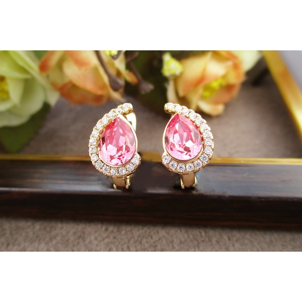 

Серьги Xuping с розовыми кристаллами Swarovski позолота 18К 8010000