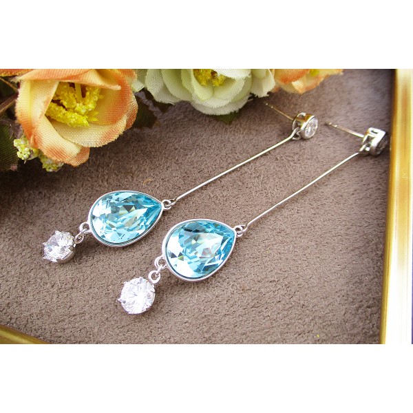 

Серьги Xuping с кристаллами Swarovski аквамарин позолота 18К 10006022