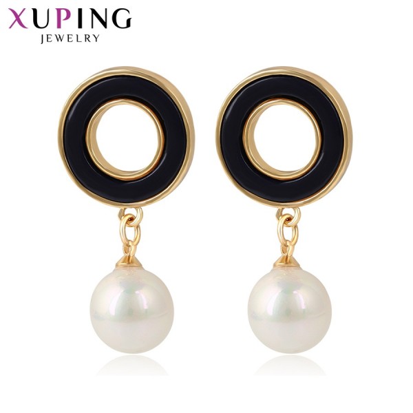 

Серьги Xuping со вставкой и жемчугом серебро и позолота 14К ST 8396000