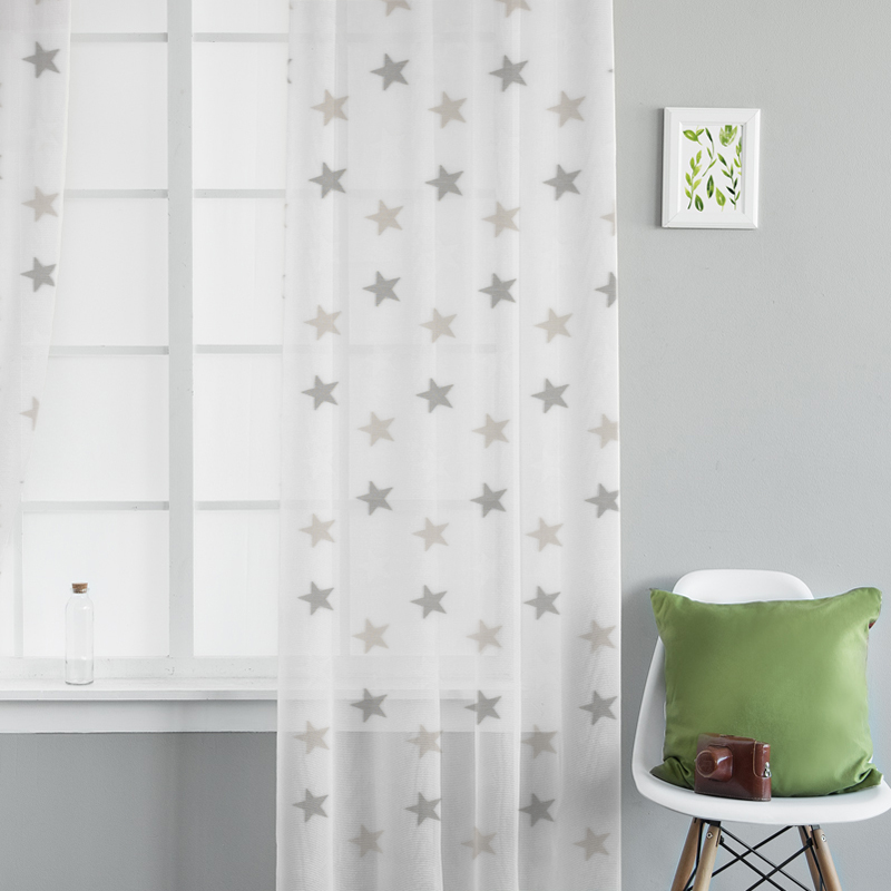

Тюль кисея с утяжелителем в детскую комнату Time Textile Звездочки 400х295 см Молочный, Серый TT162487-400295