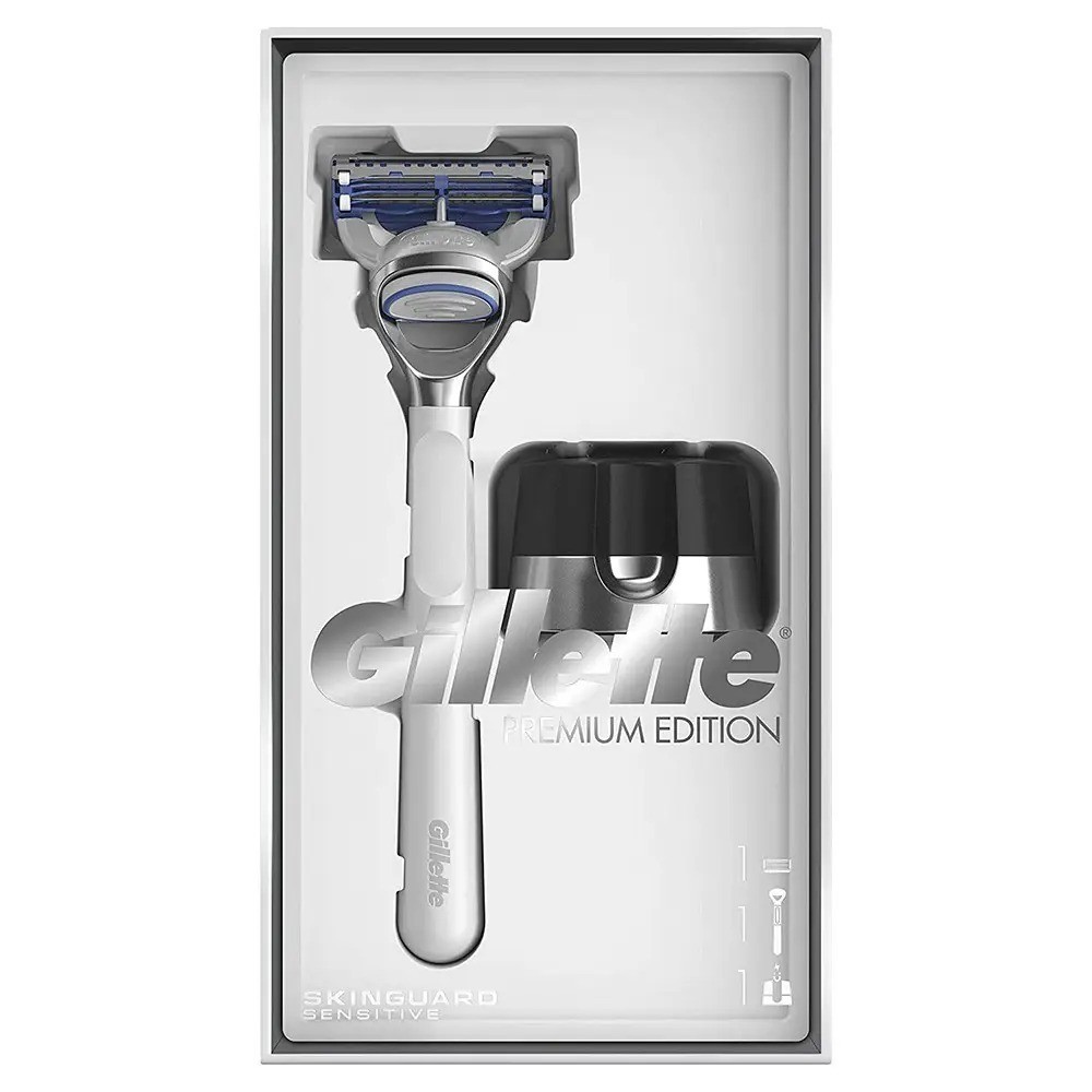 Подарочный набор бритва Gillette Skinguard Sensitive Premium Edition с ...