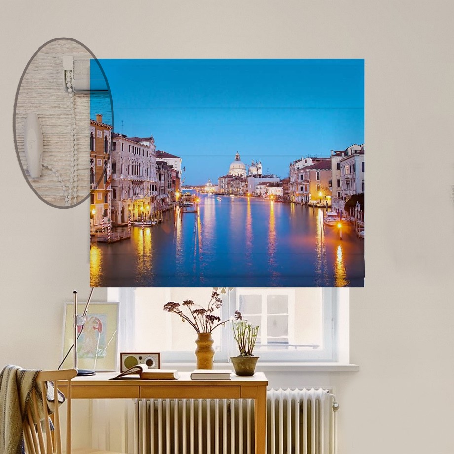 

Римская штора система Lux Coullise InHt Фотопечать Город 00-167 Блэкаут 160х170 см