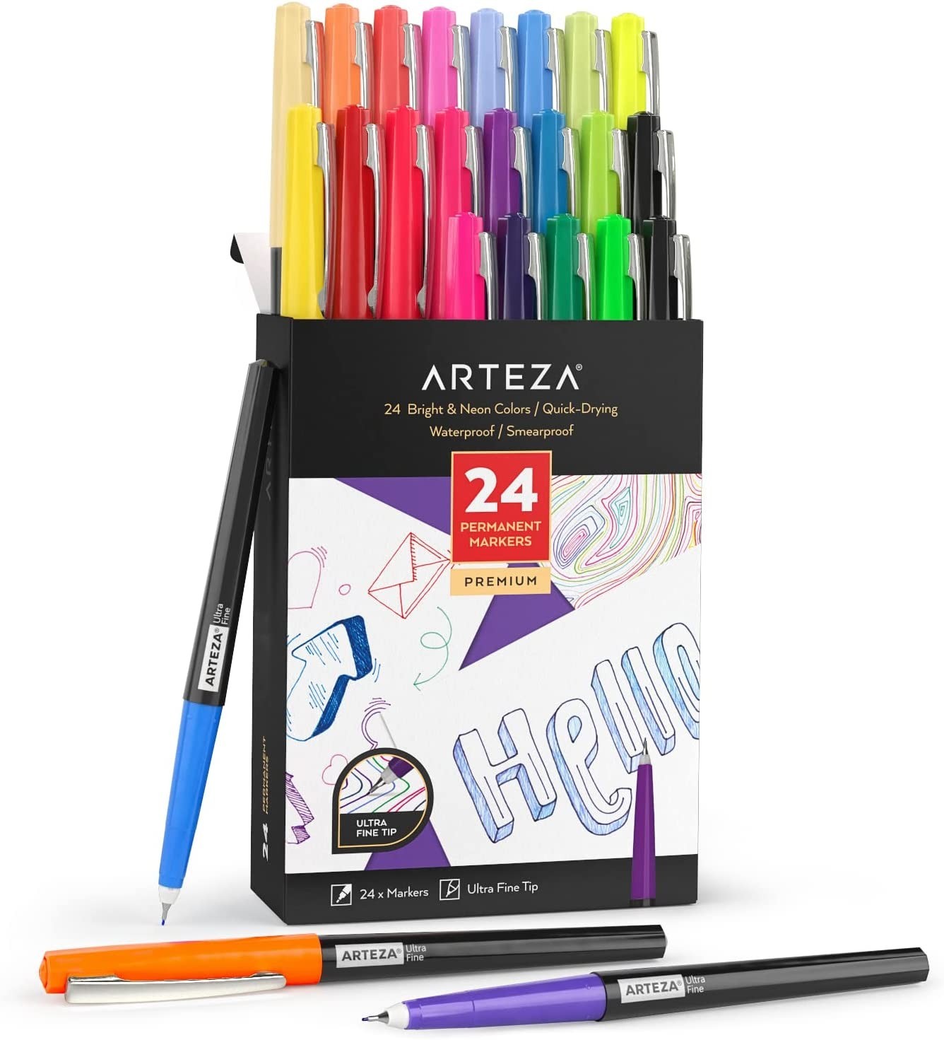 Маркери перманентні лайнери Arteza Permanent Markers Ultra Fine Tip and ...