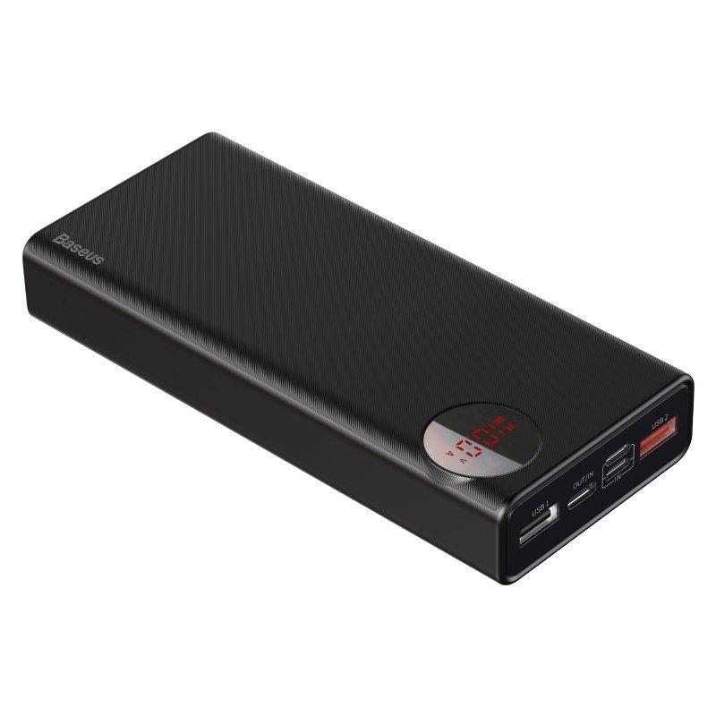 

Павербанк УМБ PowerBank с быстрой зарядкой QC3.0 BASEUS Mulight Quick charge 20000mAh |PD/QC3.0, Type-C/2USB, 3A| Черный
