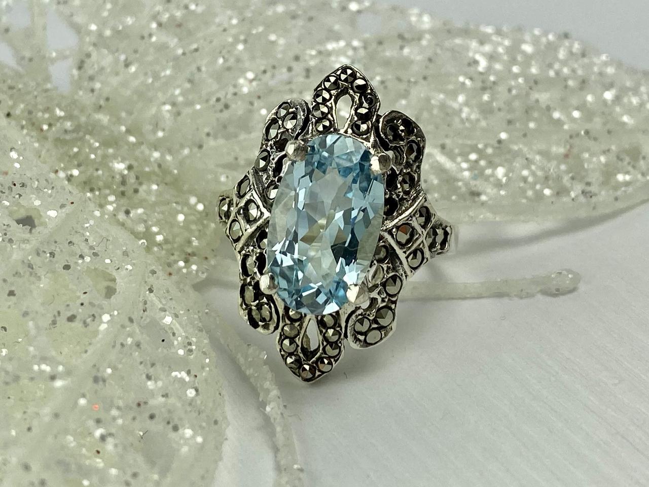 

Серебряное кольцо с Топазом И Камнями Морион 2627 Sky Jewelry 20