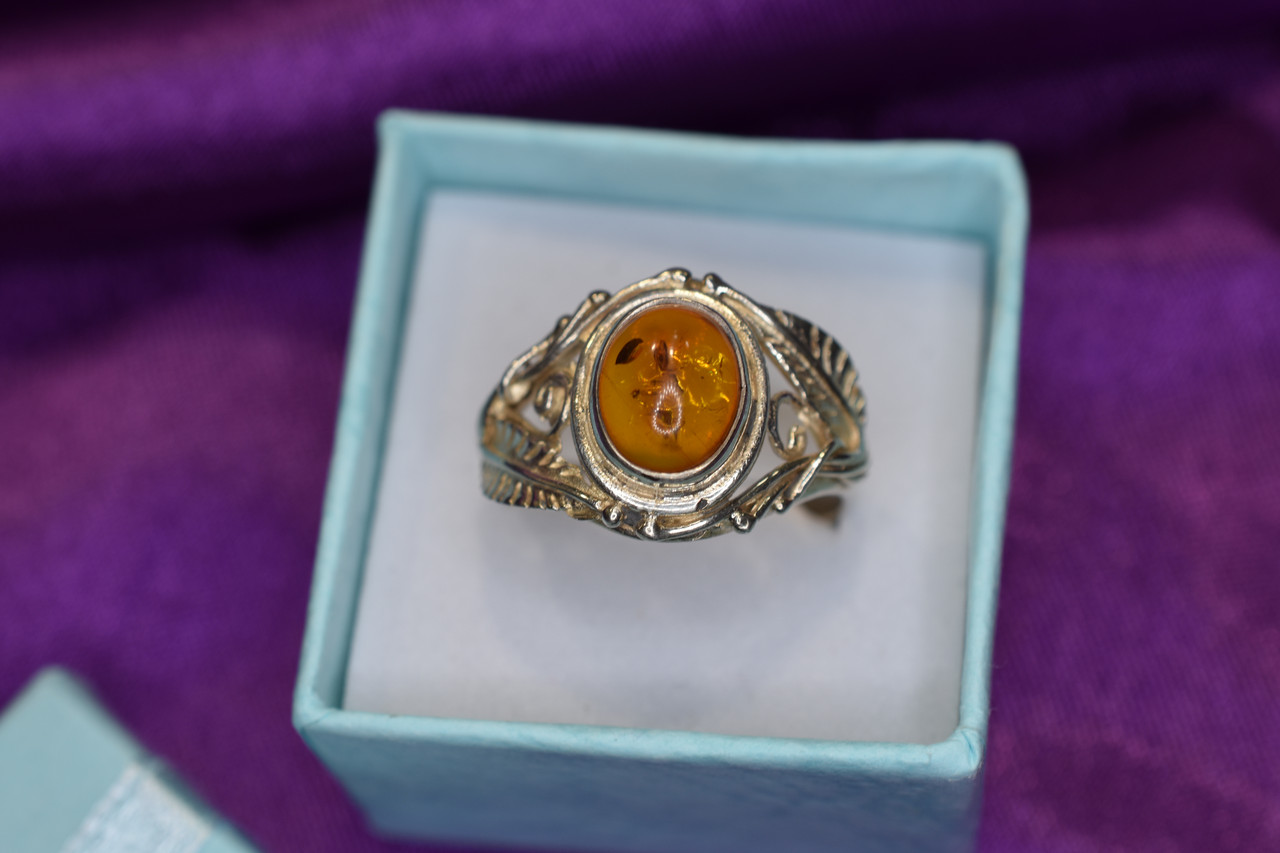 

Серебряное кольцо с Янтарем Винтаж 0987 Sky Jewelry 19,5