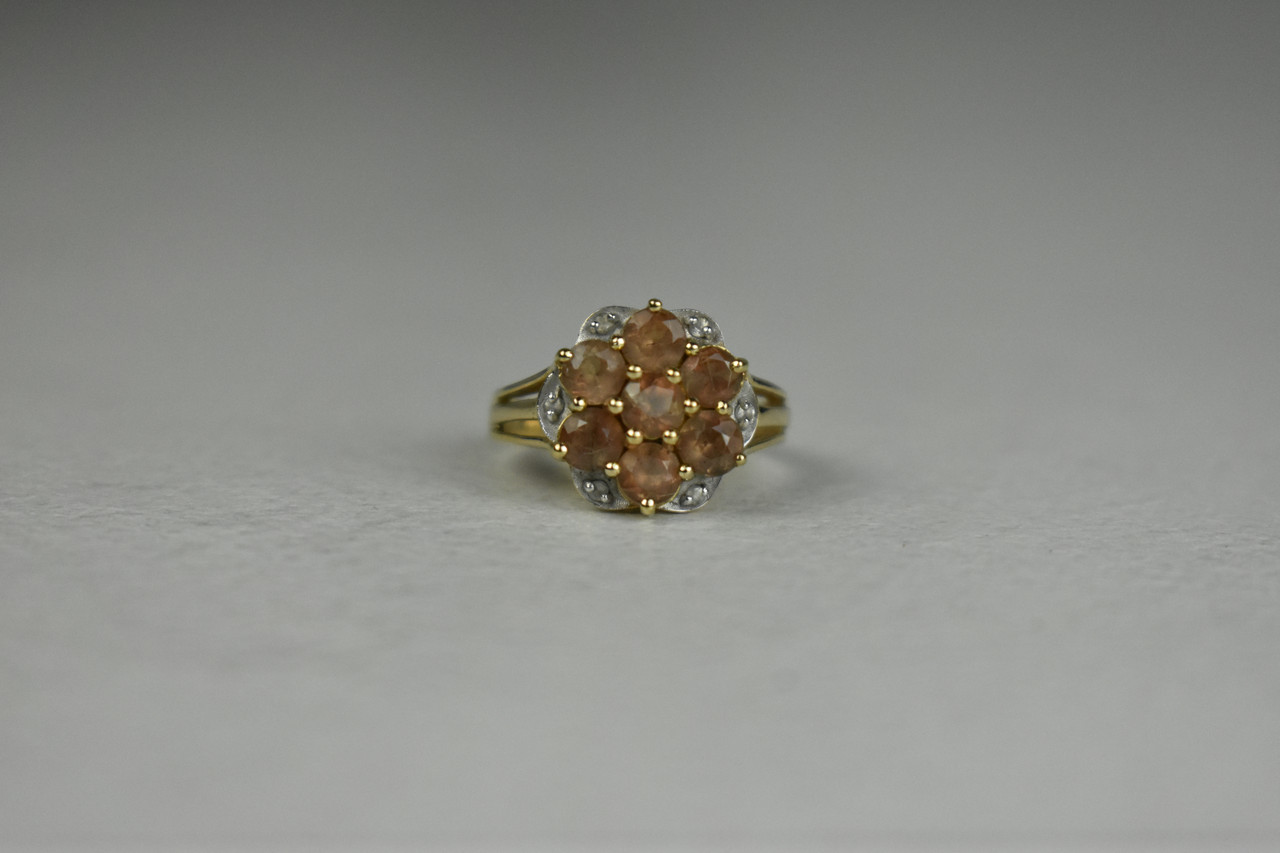 

Серебряное кольцо в позолоте с Камнями Гессонит и Кварц Sky Jewelry 17 (8733)