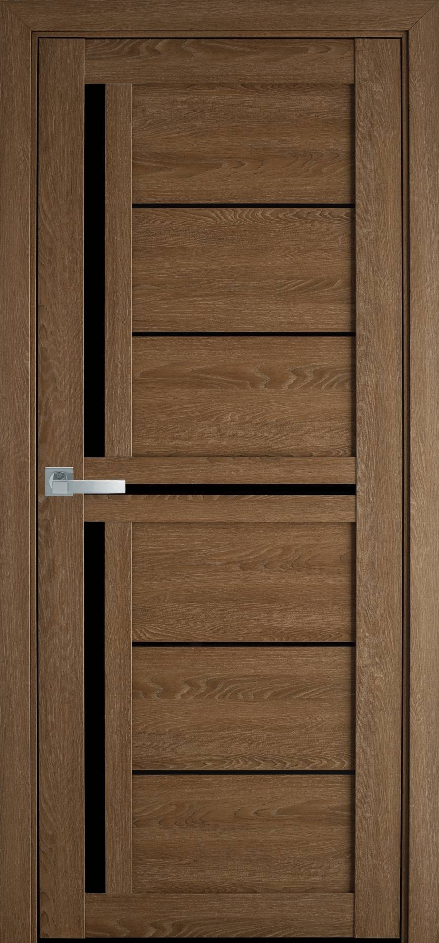 

​Двери межкомнатные Новый Стиль Диана G Дуб Медовый ПВХ Ultra черное стекло (BLK) 900*2000