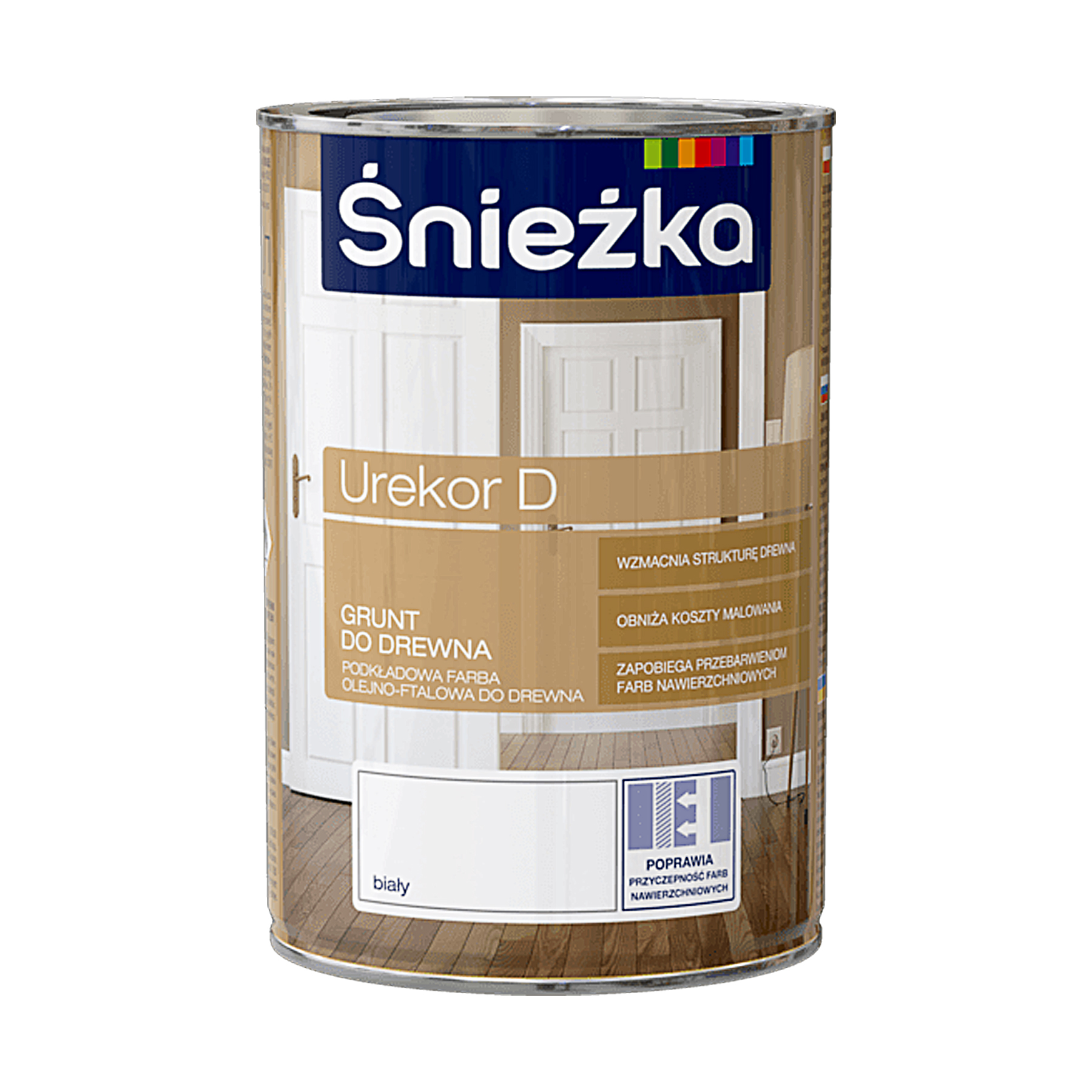 Краска грунтующая для древесины Sniezka Urekor D белая 1 л – фото .