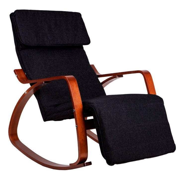 

Кресло-качалка для дома GOODHOME LUX 003 Walnut, черный/дерево, регул.подножка, Польша