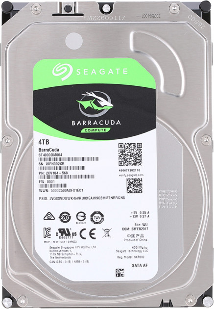 

Жесткий диск 3.5" 4Tb Seagate BarraCuda, SATA3, 256Mb, 5400 rpm (ST4000DM004)