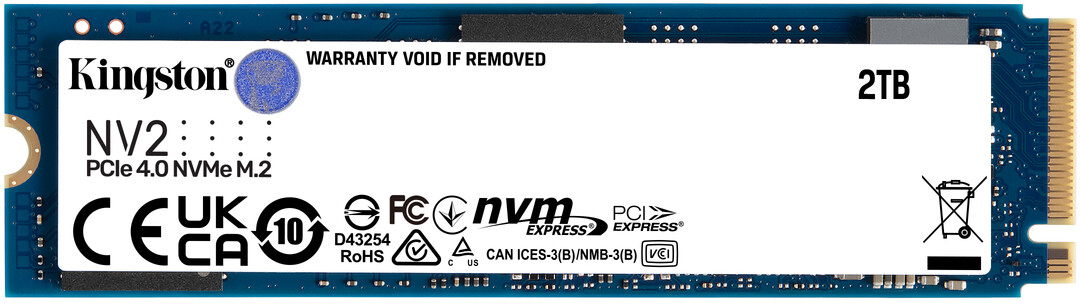SSD диск Kingston NV2 2TB M.2 2280 NVMe PCIe 4.0 x4 (SNV2S/2000G