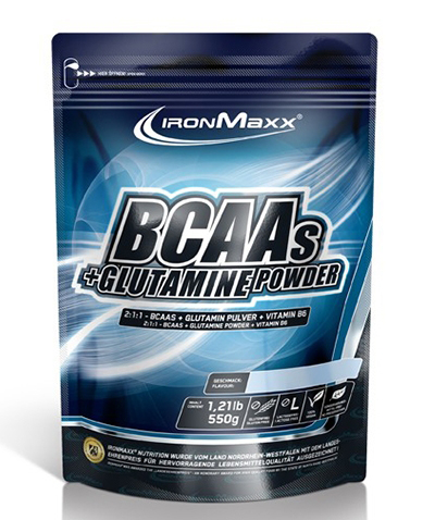 

BCAA IronMaxx BCAAs + Glutamine Powder - 550 гр (пакет) - Малина