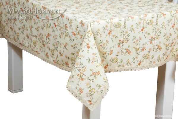 

Скатерть хлопковая MacroHorizon с кружевом Provence Beige, Овал 140*220 см