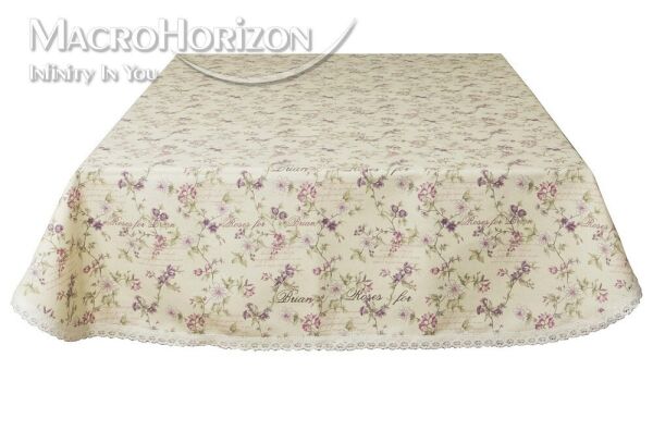

Скатерть хлопковая MacroHorizon с кружевом Provence Lilac, Овал 140*180 см
