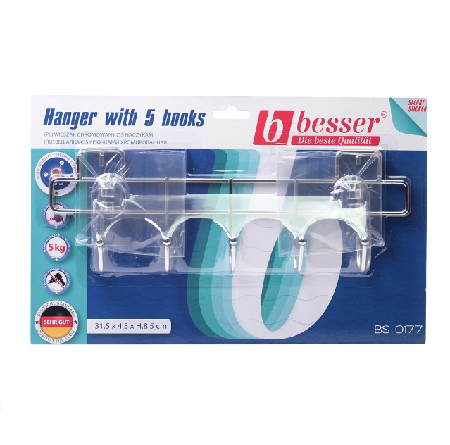 

Вешалка 5 крючков 31,5х4,5х8,5 см Smart Stiker Besser
