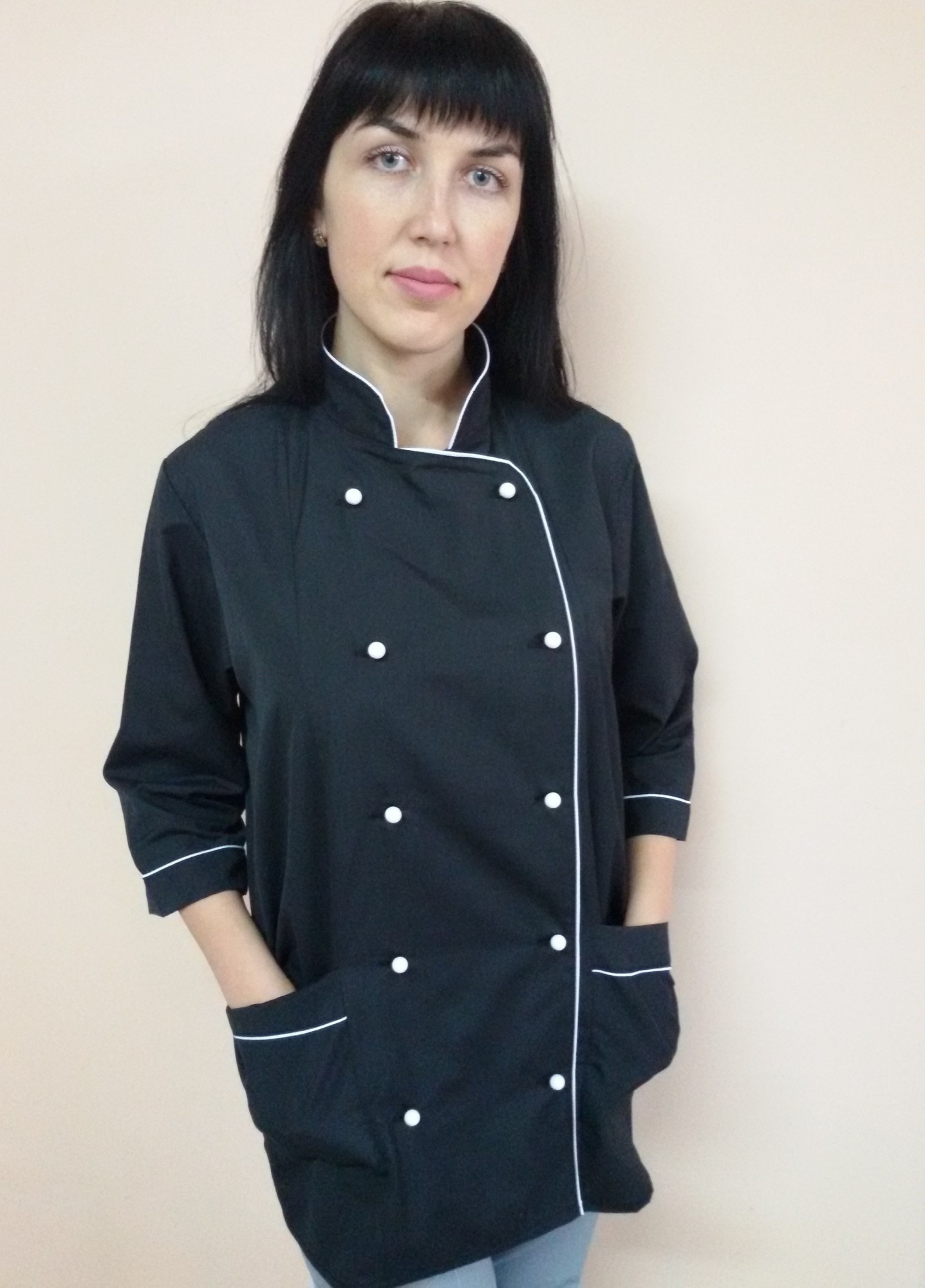 Китель Классика для повара на пуговицах рубашечная ткань три четверти ...