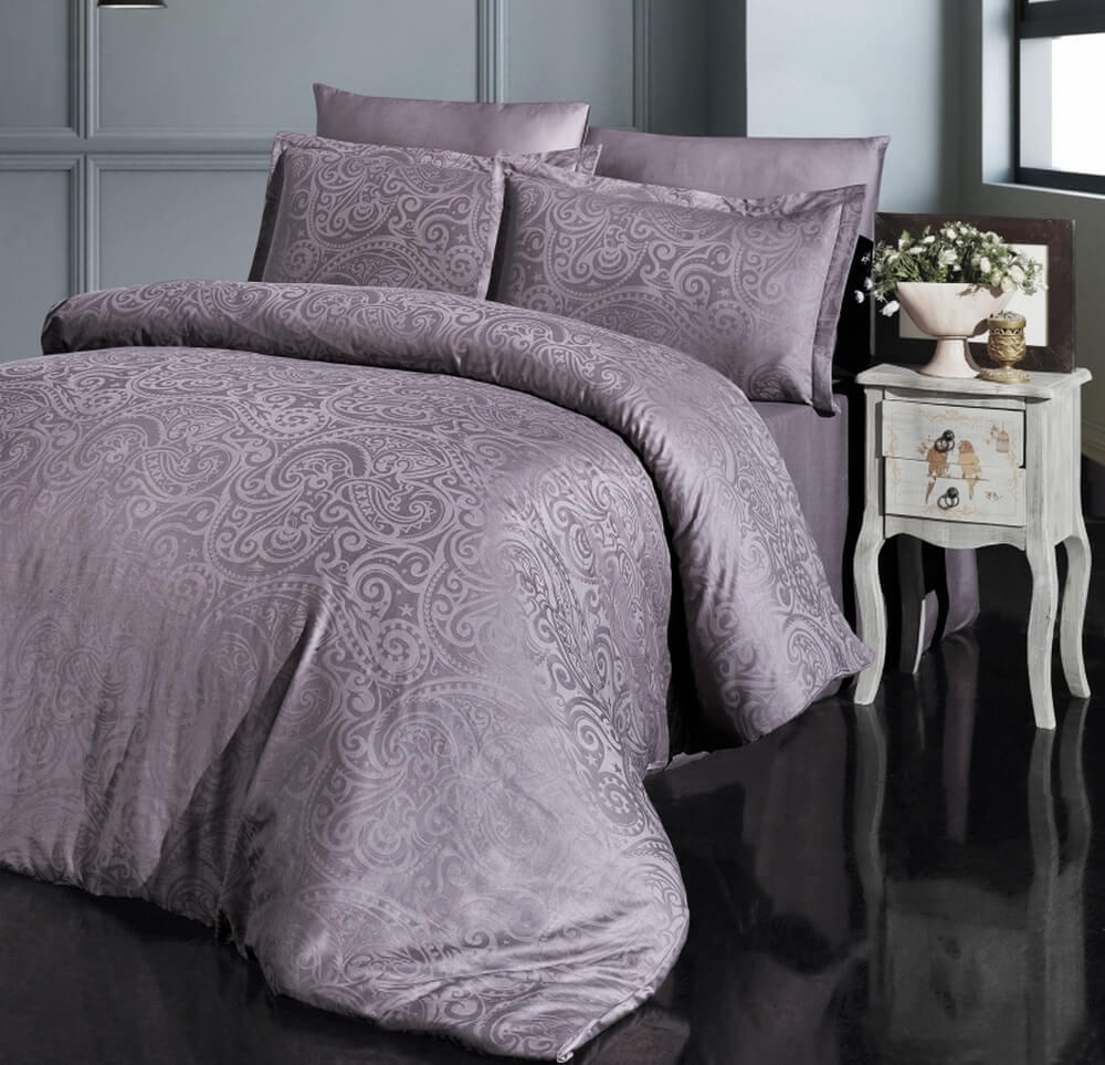 

Постельное белье First Choice жаккард Bamboo Greta Leylak евро