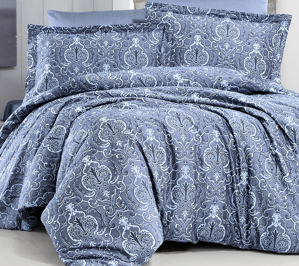 

Постельное белье First Choice сатин-люкс Delmor indigo евро