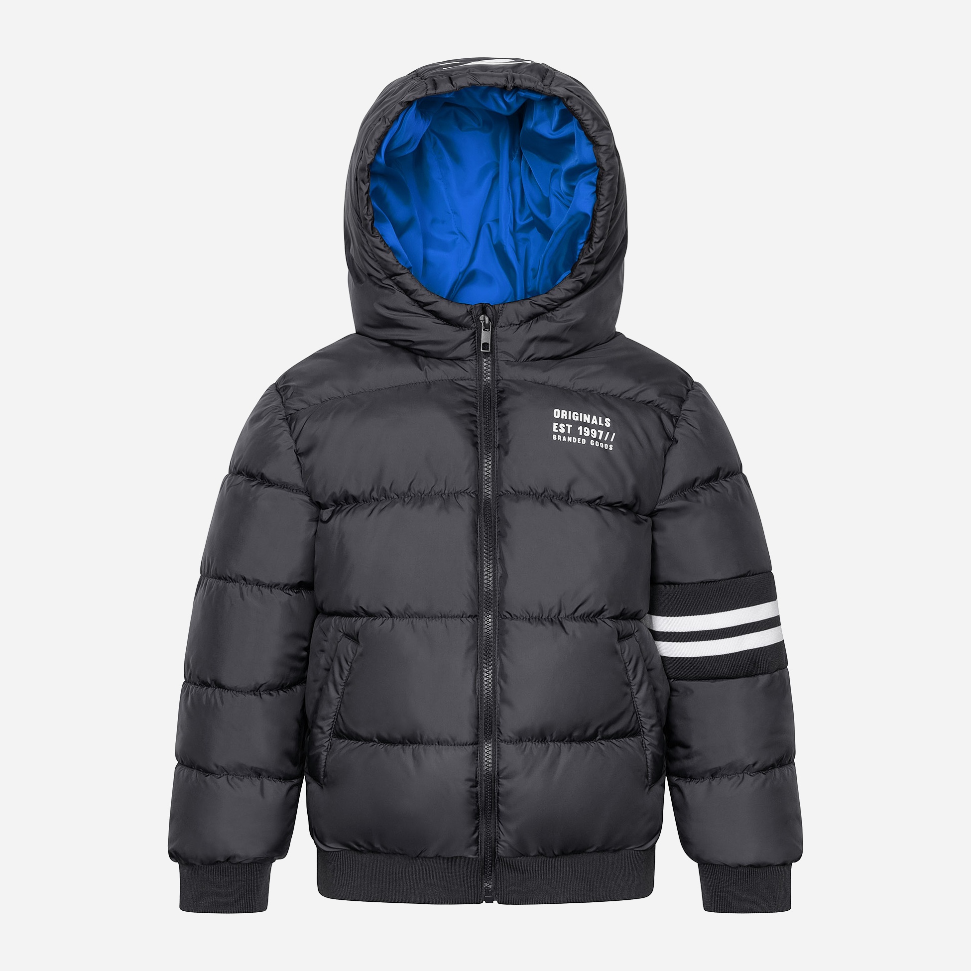 Акція на Дитяча демісезонна куртка для хлопчика Minoti Nordic 7 37011JNR 116-122 см Темно-сіра від Rozetka