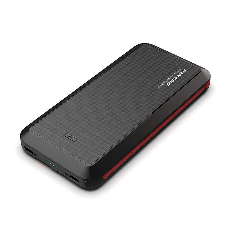 

Внешний аккумулятор Power Bank Pineng PN-957 со встроенным Micro USB / Lightning / Type-C / USB кабелем, 10000 mAh Black(Red cable)