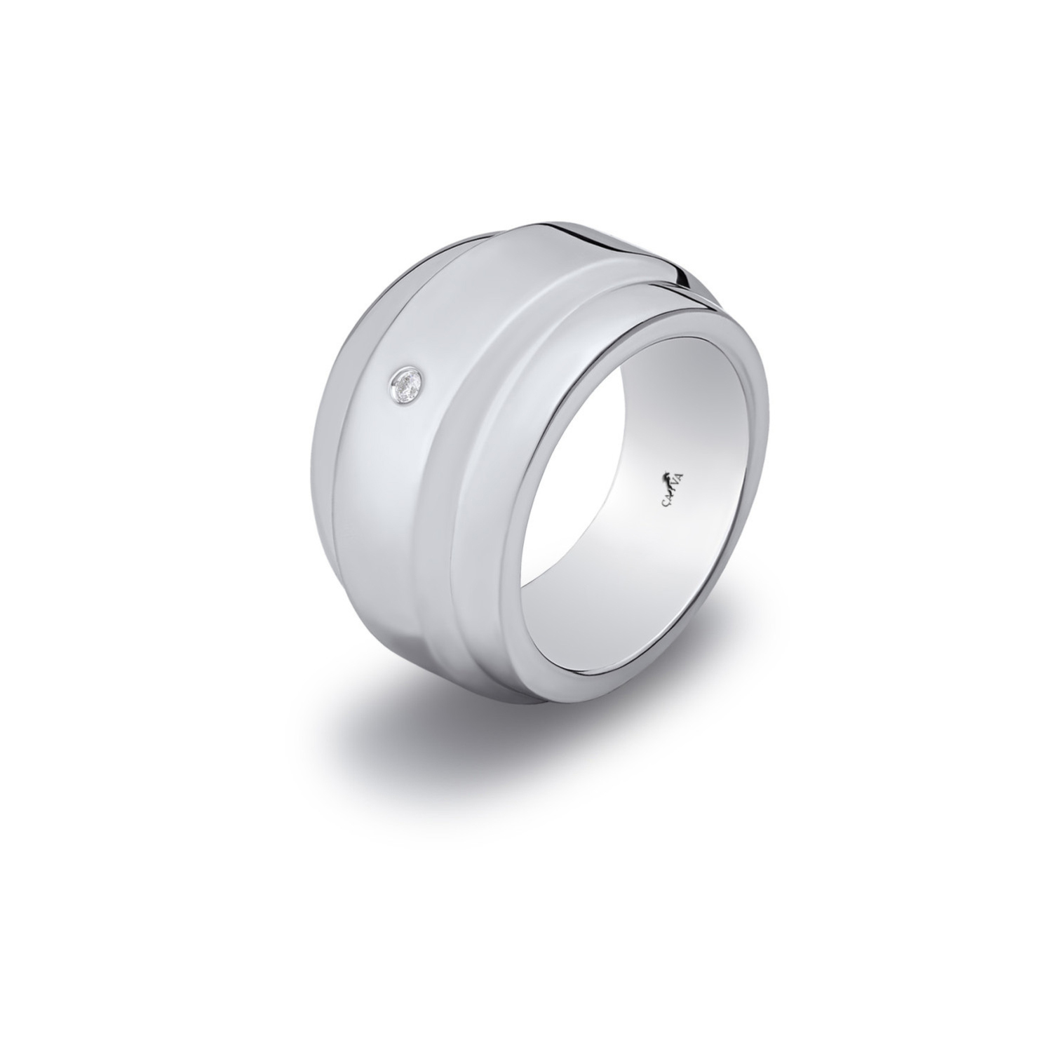 

Широка срібна каблучка з фіанітом 22 cava.cool